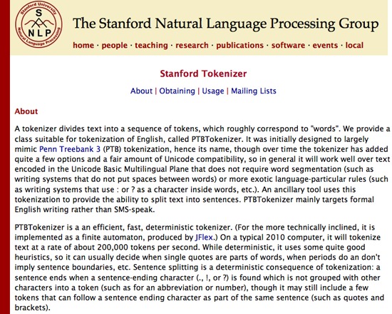 Stanford NLP Group: Stanford Tokenizer