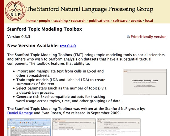 Stanford NLP Group: Stanford Topic Modelling Toolbox