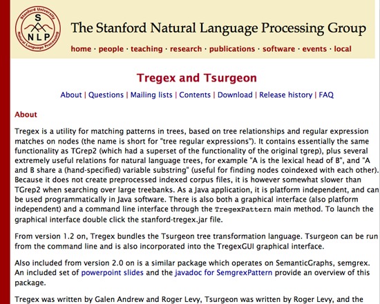 Stanford NLP Group: Stanford Tregex and Tsurgeon