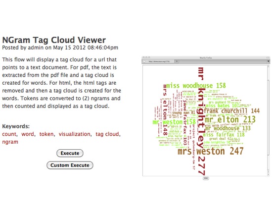 SEASR: NGram Tag Cloud Viewer