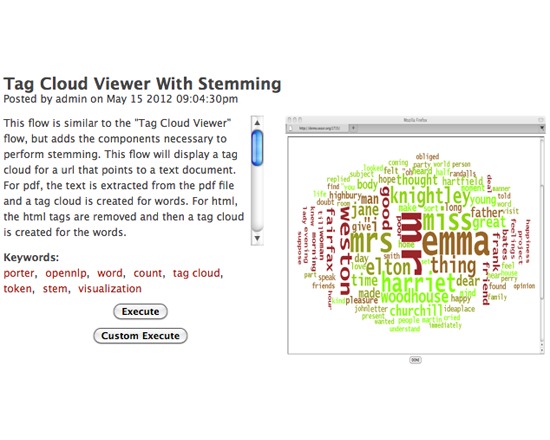 SEASR: Tag Cloud Viewer With Stemming
