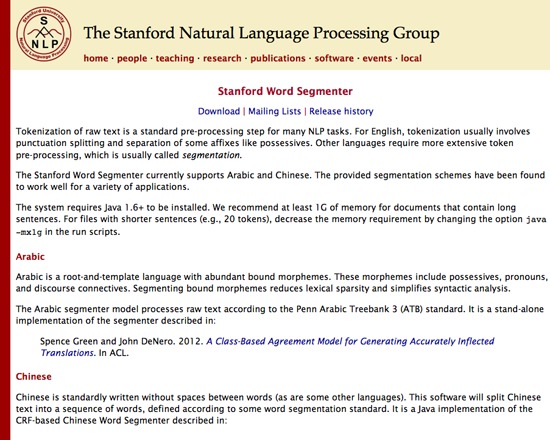Stanford NLP Group: Stanford Word Segmenter