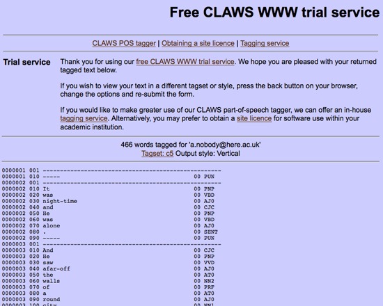 CLAWS Part-of-Speech Tagger