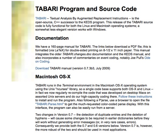 TABARI (Text Analysis By Augmented Replacement Instructions)