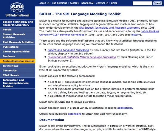 SRILM (SRI Language Modelling Toolkit)