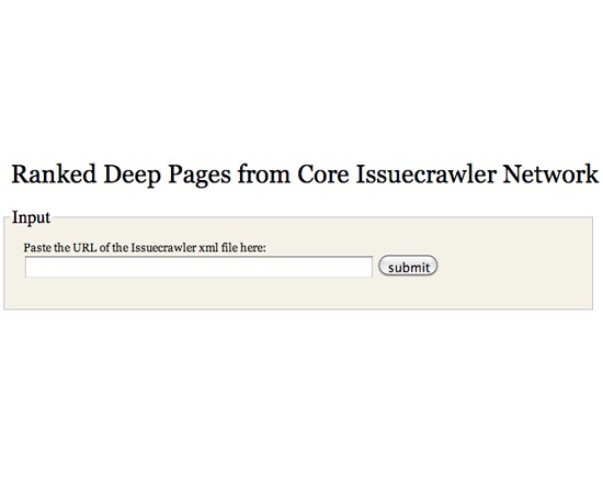 Ranked Deep Pages from Core Issue Crawler Network