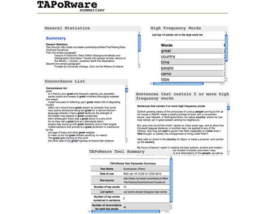 Summarizer - Plain Text (TAPoRware)