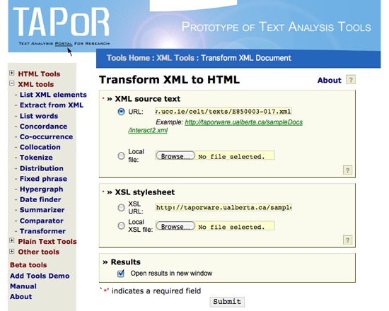 Transformer - XML (TAPoRware)