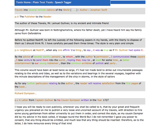 Speech Tagger - Plain Text (TAPoRware)
