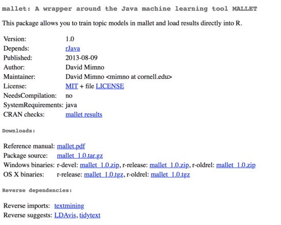 MALLET package for R