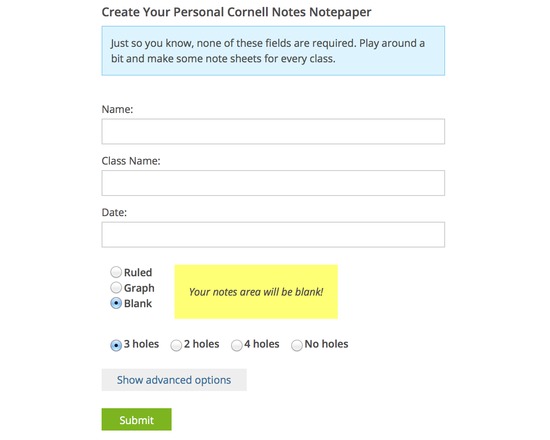 Cornell Notes PDF Generator